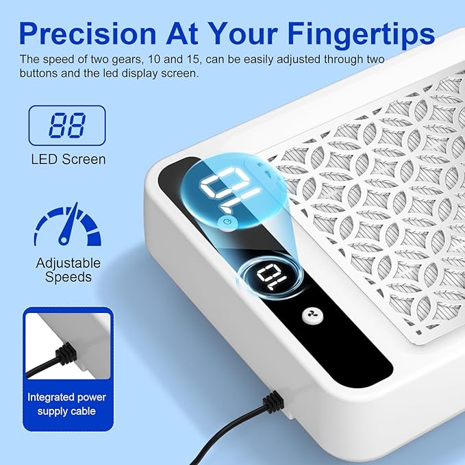 Nail Dust Collector - Ultra-Quiet & Powerful Dust Collector for Nail Techs, Professional Nail Dust Extractor, Perfect for Acrylic Nails, Salon & Home Use