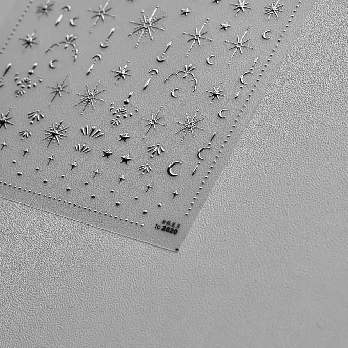 2 Sheet Gold Moon Star Nail Art Stickers Bronzing Nail Stickers for Nail Art 5D Self-Adhesive Luxury Nails Decals for Women Girls Manicure Decoration