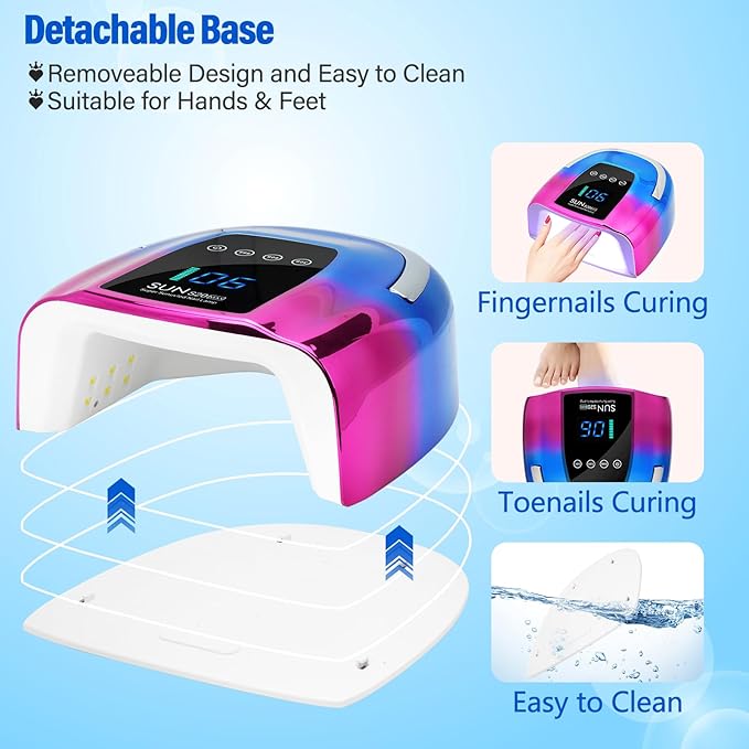 UV LED Nail Lamp Cordless,128W Portable Rechargeable UV Light for Gel Nails, Professional Gel Light Dryer with 3Timers Auto Sensor Nail Machine Curing Lamp for Salon & Home