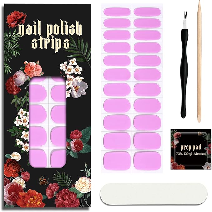 Nail Polish Strips - 22 Pcs Salon Quality Gel Nail Stickers - Long Lasting Wraps (Little Pink Bliss)