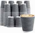 Clawsoff 150 Pack 8 oz Coffee Cups Disposable Insulated Paper Cup Gray | by BuyNow