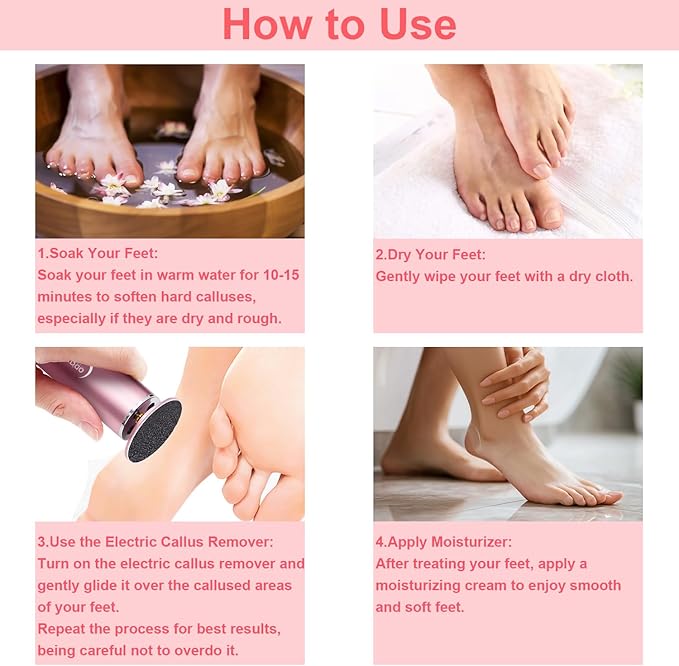 High Torque Electric Foot File - Callus Remover for Feet,Adjustable Speed Foot File with 60 Pcs Sandpaper Discs,Professional Pedicure Tool for Dead Skin and Calluses (Gradient Pink)