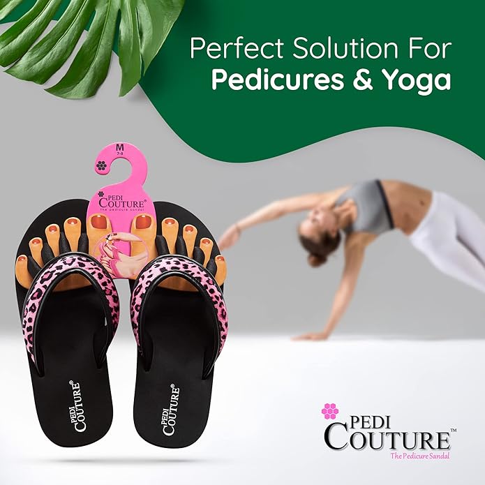 Pedi Couture Pedicure Sandals with Built In Toe Separators for Women - Comfortable Spa Style Flip Flops for Home, Salon, Yoga & Gym Use