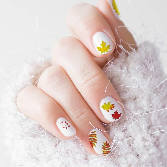 1000+ Patterns Halloween and Autumn Fall Nail Art Decals Pumpkin Maple Leaves Nail Self-Adhesive Stickers Spider Web Bat for Women Girls Nail Design Manicure Happy Halloween Thanksgiving Day
