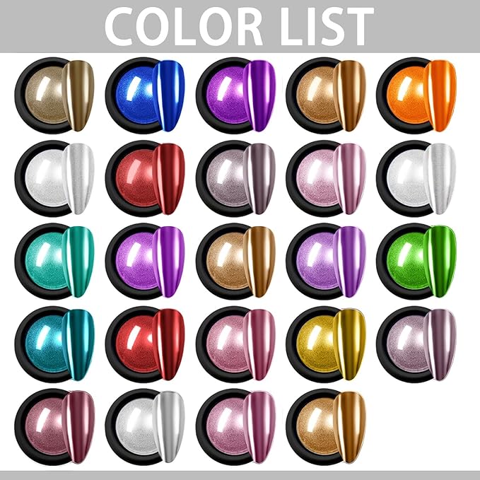 Chrome Nail Powder Set,12Colors Aurora Chrome Nail Powder Mirror Luster Effect Charm Fairy Chrome Powder for Nails,Chrome Powder for Gel Nails,Chrome Powder for Acrylic Nails