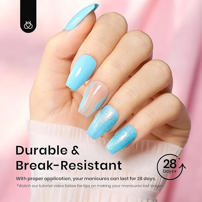 Beetles Gel Nail Tips Short Coffin Pre-Etched Nail Tips, 12 Sizes 288 Pcs Full Cover Soft Tips Half Matte False Nails Clear Acrylic Glue on Nails Extension DIY Manicure Gifts for Women