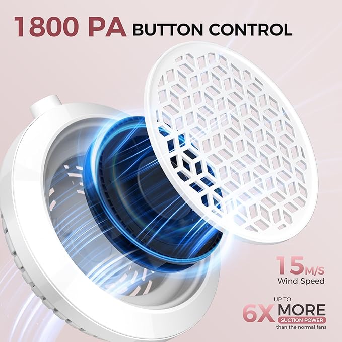 Nail Dust Collector for Nail Tech & Acrylic Nail Polishing - Ultra-Quiet 8000RPM Turbo Brushless Motor, Reusable Filter & Magnetic Detachable Design for Salon, Home DIY & Crafts