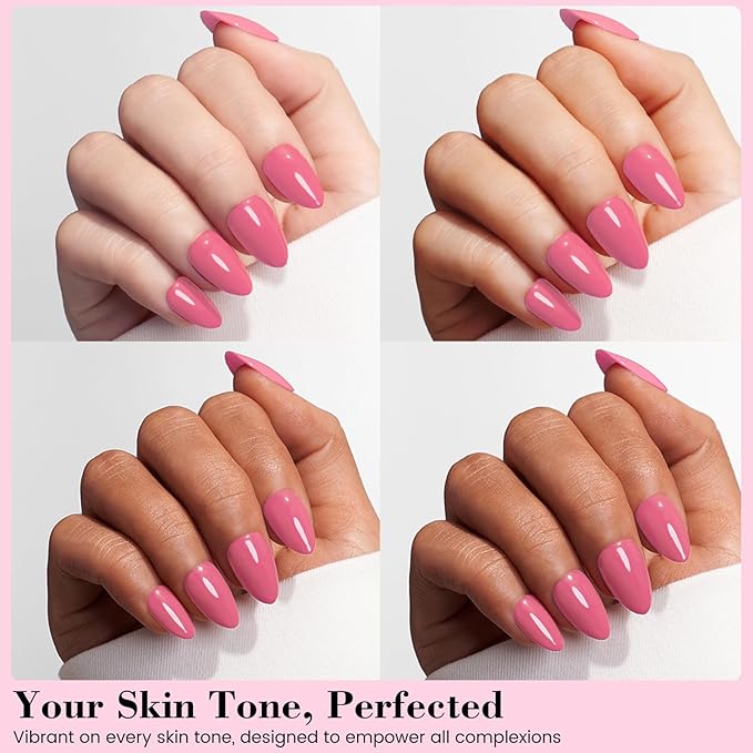 HEMA and TPO Free Pink Gel Nail Polish Spring Summer Colors, 18 ML One Step Gel Nail Polish 3-in-1 Bright Pink Gel Polish Pastel Colors for Women Gift, Soak Off U V Gel Nail Manicure Salon DIY