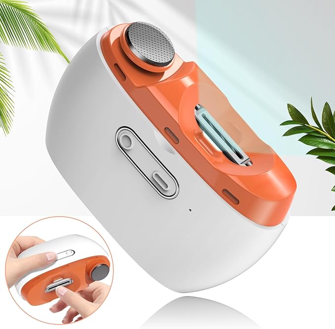 2025 Upgraded 3-in-1 Electric Nail Clipper & Polisher – Automatic Nail Trimmer with LED Light, 2-Speed, USB Rechargeable, Clip Storage, Safe for Baby & Seniors（Orange）