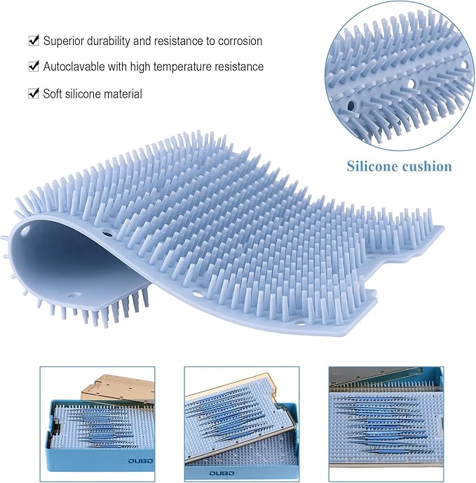 Double Layer Plastic Autoclavable Instruments Storage Box With Two Silicone Mats Sterilization Tray Case For Instruments Sterilization