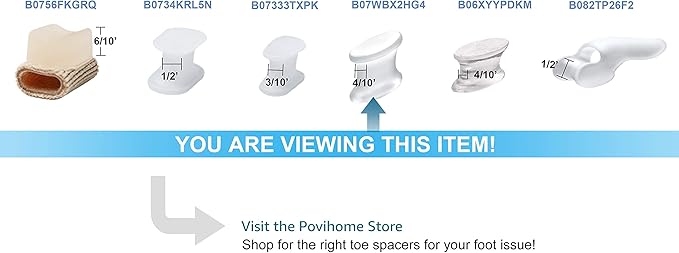 Povihome 10 Pack Gel Bunion Corrector and Toe Spacers Separators and Straightener Orthotics (4/10''Thick) for Sports Activities, for Men and Women Overlapping Toes, Bunion Pain Relief - Large Size