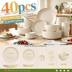 Unbreakable Plates Bowls and Cups Set, Wheat Straw Dinnerware Sets | 40PCS Dish - Image 2