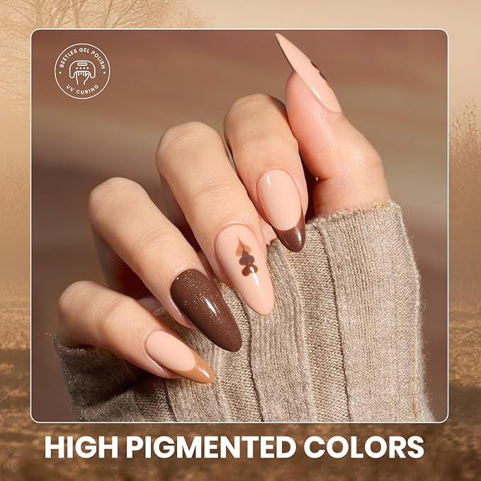Beetles Gel Nail Polish Set - 20 Colors Warm Mist Winter Gel Nail Kit Burgundy Brown Nude Gold Glitter Gray Shimmer Soak Off Base&Top Coat Uv Led Home DIY Salon Nail Art Christmas Gift Set for Women