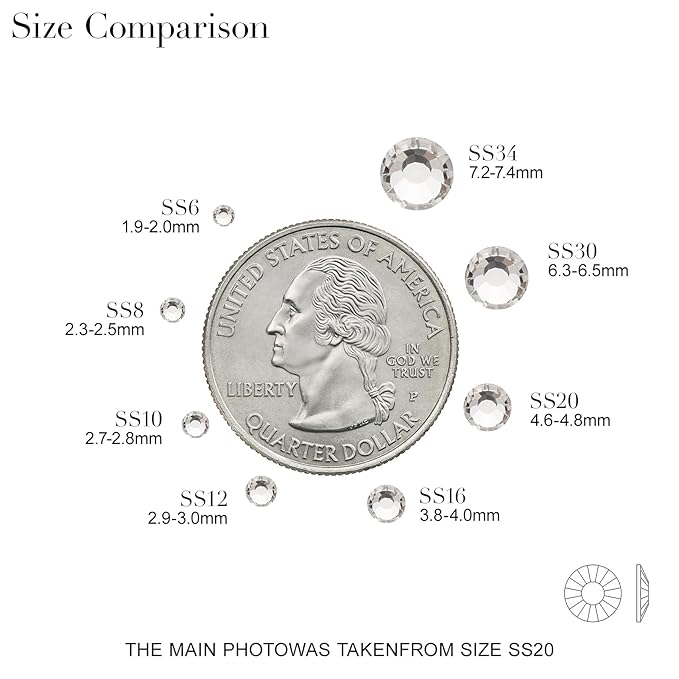 Novani 3000pcs Crystal Clear Rhinestones Flat Back Rhinestone Glass Diamonds Round Gems for Nail Art and Crafting Decorations,SS8,2.3-2.5mm