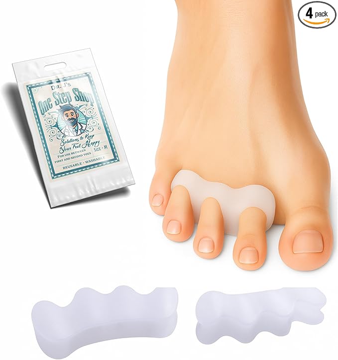 Toe Separators for Pain Relief - Silicone Toe Spacer for All Interspaces - 4 Pack - Relieves Pain from Bunion, hammertoes, Corns, and a Variety of Forefoot Deformities