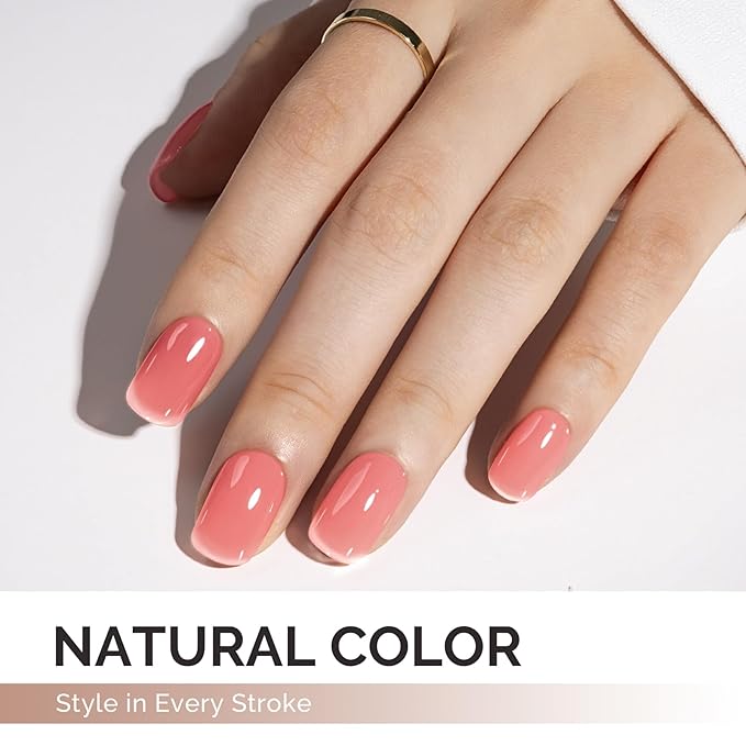MelodySusie Gel Nail Polish, 0.5Fl.oz Jeweliver Jelly Rusty Red Gel Polish Translucent Orange Nude Color Sheer Soak Off UV LED Light Cure Gift for Women Nail Art Manicure JIG10