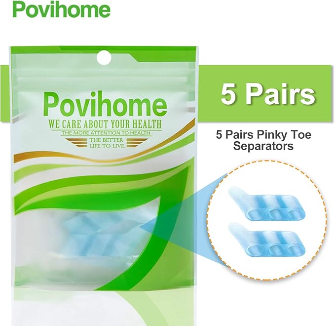 Povihome 10 Pack Pinky Toe Separator and Protectors for Overlapping Toe, Curled Pinky Toes - Spacers for Morton's Neuroma Pain Relief