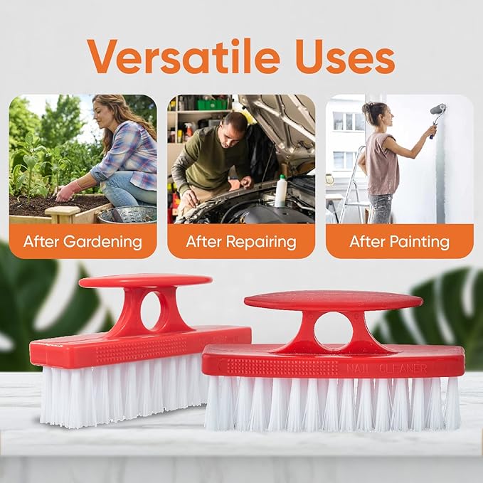 Nail Brush for Cleaning Fingernails, Nail Scrubber Brush, Toe Foot Hands Fingernail Brush Cleaner- Small Scrub Brush- All-Purpose Stiff Cleaning Brush (12 Pack, Red)