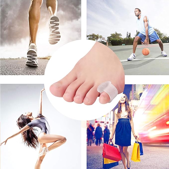 10 Pcs Pinky Toe Splint, Gel Toe Separators, Little Toe Straightener Hammer Toe for Men Women Walking, Running, Overlapping, Bunion Corrector and Bunion Relief