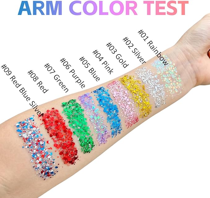 Mysense Pink Body Glitter Stick,Face Hair Glitter Makeup,Sparkling Mermaid Sequins Chunky Glitter Face Paint,Singer Concert Outfit Festival Rave Accessories for Women and Kids