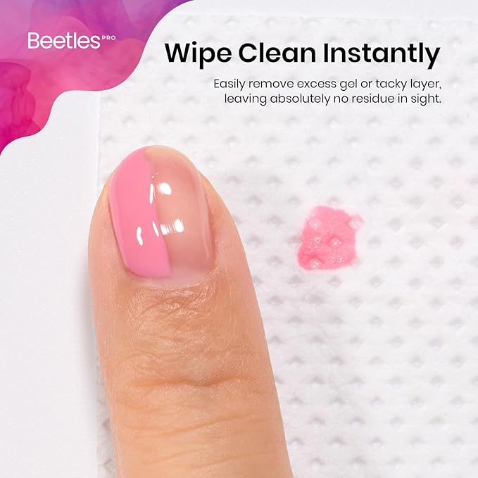 Beetles Pro 600-Pcs Lint Free Nail Wipes – Professional Soft Cleaning Wipes Nail Polish Remover Pads Non-Woven Fabric Nails Cleaning Pads for Nails Care, Gel Polish – Salon Quality Manicure Tool