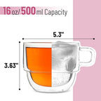 BTaT- Double Walled Stackable Glass Coffee Mugs, 16 oz, Glass Coffee Cups - Image 3