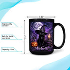 Hyturtle Personalized Halloween Black Cat Mug, Custom Name Gift - Image 4