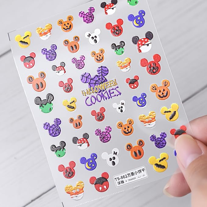Halloween Nail Stickers for Nail Art - Halloween Cookies 5D Embossed Nail Decals Self-Adhesive Nails Supply Manicure Stickers for Nails Decoration