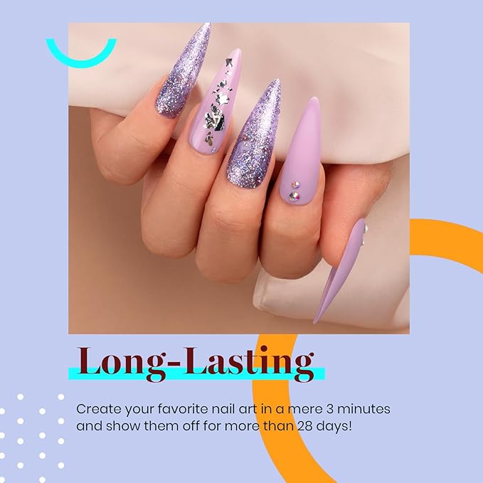 beetles Gel Polish Grape Vine Purple 6 Colors Purple Lavender Dark Lilac Glitter Pink Nail Polish Soak Off Uv LED Gel Nail Kit Salon Diy Nail Art Manicure Salon Home Gifts for Women