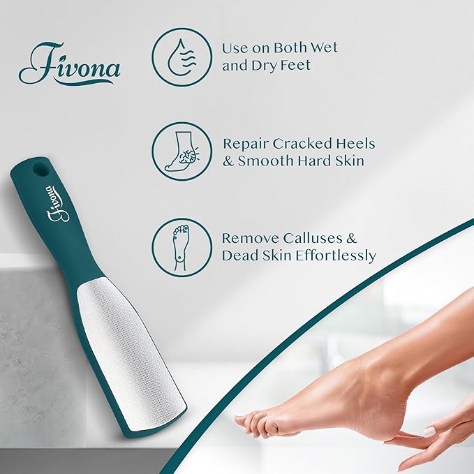 Fivona Professional Foot File - Callus Remover for Feet, Double Sided Foot Rasp for Dry Heels, Foot Scrubber Dead Skin Remover, Corn Removal for Feet