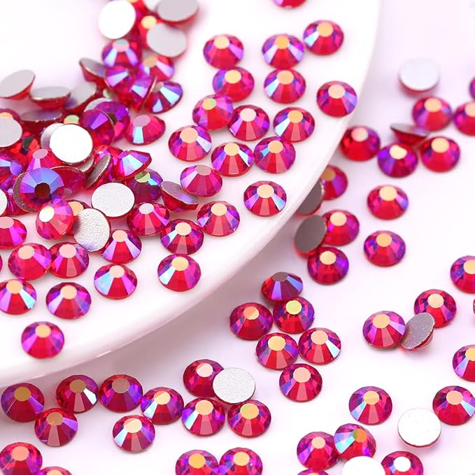 Novani Rhinestones 3000Pcs Flatback Crystal Round Loose Gemstones Glass Rhinestones for Crafts Makeup Nail Art Clothes Shoes DIY Decorations(SS8, 2.3-2.5mm,Light Siam AB)