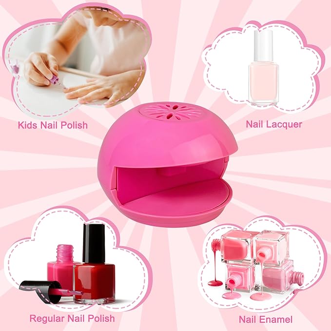 Portable Nail Dryer for Kids, Quick Dry Nail Dryer for Regular Polish, Fingernail Polish Dryer, Safe Air Blow Nail Dryer Fan, Do Manicure at Home, Ideal Christmas Gift for Girls Aged 6-12