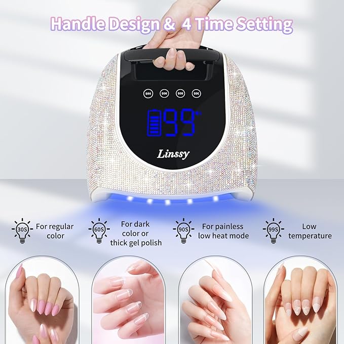 96W UV LED Cordless Nail Lamp,Nail Dryer with 42 Beads,UV Light for Gel Nails Manicure for Fingernails & Toenails,Professional LED Nail Lamp for Salons with 4 Timers and Smart Sensor (Diamond)