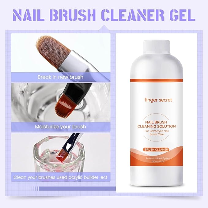 Nail Polish Gel Remover&Nail Brush Cleaner Kit for Efficiently Removing Gel Polish and Thoroughly Cleaning Brushes.Comes with a Glass Cup and 50 Cotton Pads for Convenient Use.