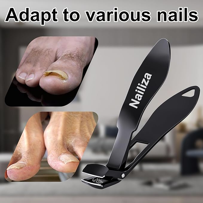 Nail Clippers for Seniors Thick Nails, Angled Head & Long Handled Toenail Clippers for Thick Toenails, Edgy Wide Jaw Toe Nail Clippers Cutter, Heavy Duty Professional Fingernail Clipper for Men Women