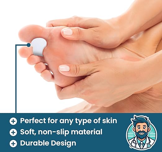 Silicone Toe Spacers for Bunion - Medical-Grade, Breathable, Soft Gel Foot Pads for Foot Pain Relief, Alignment, Moisturizing, and Reusable - 4 Pack (Medium)