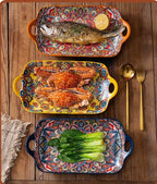 Serving Tray with Handles Rectangular Serving Platter Ceramic Extra Large - Image 6