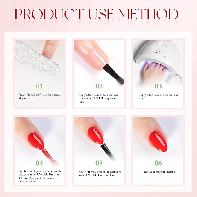 Double Rhythm Gel Polish 15ML Jelly Sheer Pastel Light Milky Color Pearl White Bottle 1 PC 0.5 OZ Full Size Nail Art Salon at Home (Red-D1091)