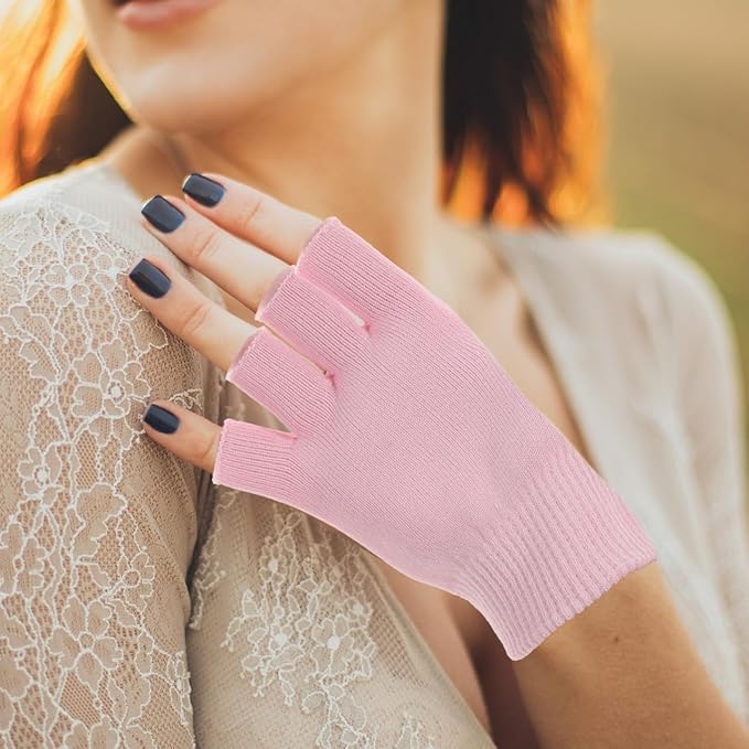 Healifty Moisturizing Fingerless Gloves for Dry Hands, Gel Infused with Jojoba Seed Oil, Olive Oil and Vitamin E, Overnight Hand Spa Moisturizer