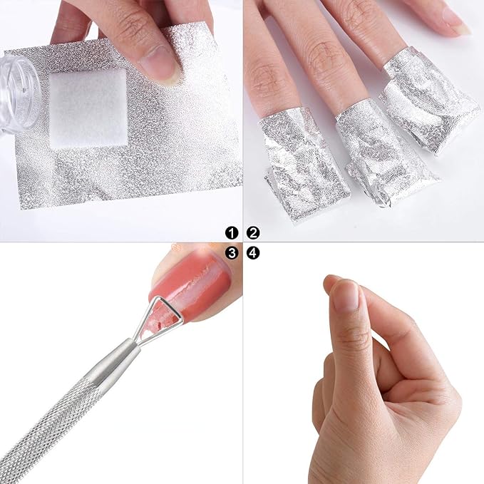 BTYMS 400 Pcs Gel Nail Polish Remover Wraps Nail Foil Wraps Soak Off Cotton Pads Lint Free Finger Nail Wipes