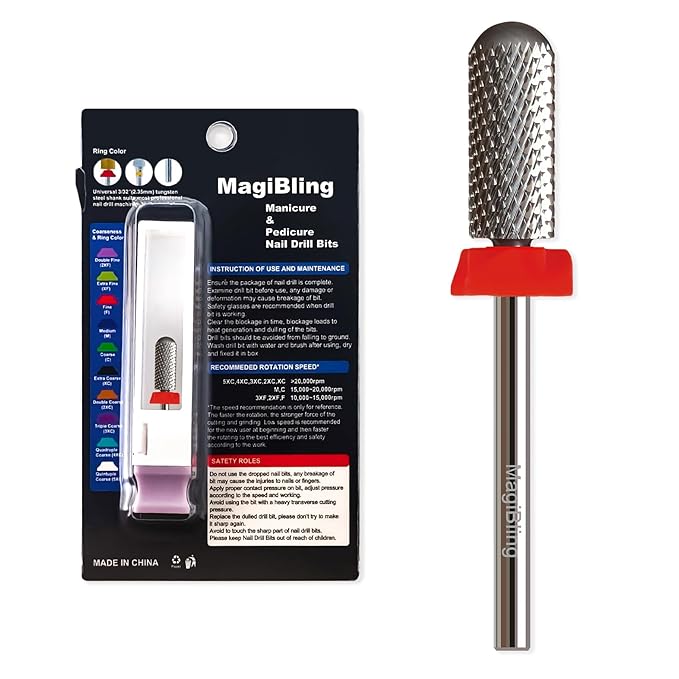 Super Cut Small Barrel 3/32'' Safety Tungsten Nail Drill Bits, Remove Gel Fast, Right handed, Suitable for Manicure Pedicure Cuticle Gel Polishing, Classic Round Top Bits, Grit: Fine.