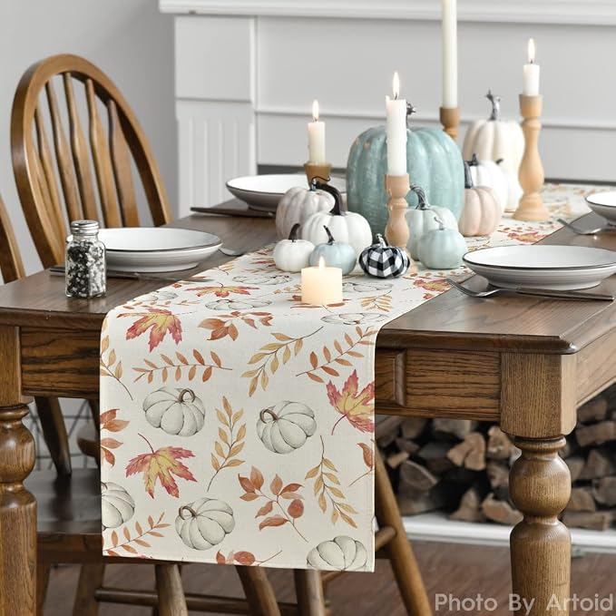 Artoid Mode 210 GSM Fall Table Runner 13x36 Inch Home Party Decor | Orange - Image 3