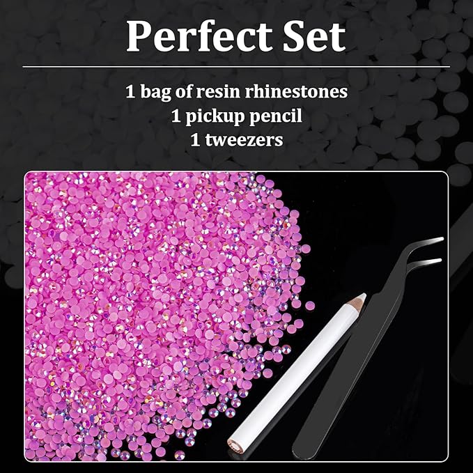 6000pcs 4mm Resin Rhinestones Bulk, Pink AB Flatback Round Jelly Rhinestones Bedazzling Non Hotfix Crystal Gems Large Quantity Wholesale for DIY Crafts Clothes Bottles Tumblers Face Makeup Manicure