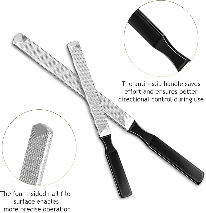 Toe Nail Files for Thick Nails,Professional Stainless Steel Nail File for Fingernails, Toenails, Scraping, Strengthening, Finger Manicure File Women Men Seniors Dogs (Small and Large, 2, Count)
