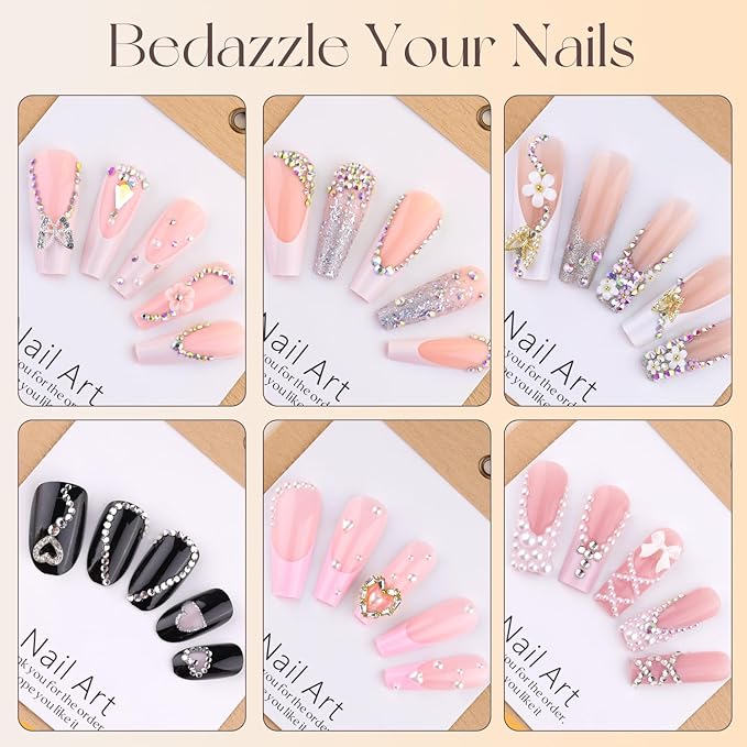 50Pcs 2 Styles 3D Butterfly Nail Charms and Flatback Gems Pearl, Silver+Gold Shiny Luxury Gems, Crystal Jewels Studs with Rhinestones for Nail Design, Nail Art Decoration Set for Acrylic Nails
