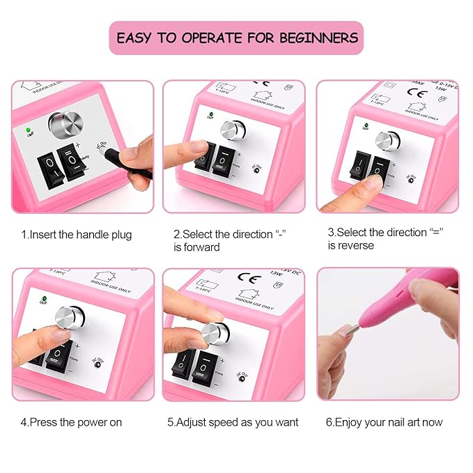 Electric Nail Drill Machine 20000 RPM, Acrylic Nail Tools for Thick Nails File Kit, Gel Nails Manicure Pedicure Polisher Sets for Home Salon Use