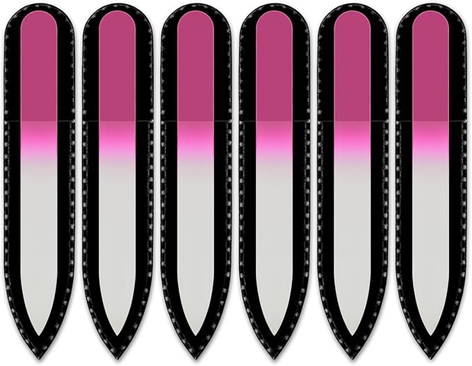 Color Crystal Nail File in Black Pouch - Small/Purse Size - Czech Tempered Glass - Handmade in Czech Republic