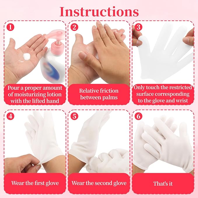 1Pair White Silicone Moisturizing Gloves, Hand Care Silicone Gloves for Repairing Dry Hand, Anti Slip Aloe Lotion Gloves, Reusable Hand Mask Moisturizing Glove Calluses