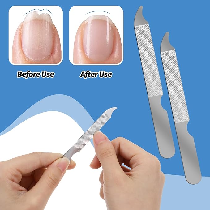 12 PCS Metal Nail Files for Women Stainless Steel Finger Nail Buffer Double-Sided Precision Fingernail Files with Curved Sharp Pointed Tip Thin Durable Nails File Bulk for Salon Home Travel