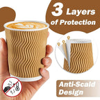 SIUQ 150 Pack 8 oz Disposable Coffee Cups, Insulated Corrugated Paper Cups | - Image 2